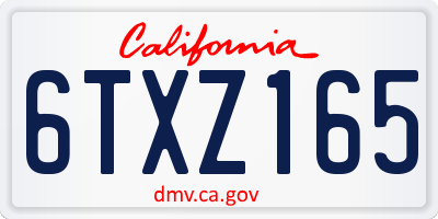CA license plate 6TXZ165