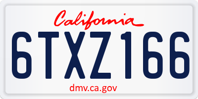CA license plate 6TXZ166