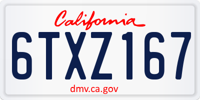 CA license plate 6TXZ167