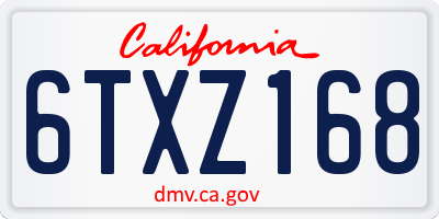 CA license plate 6TXZ168