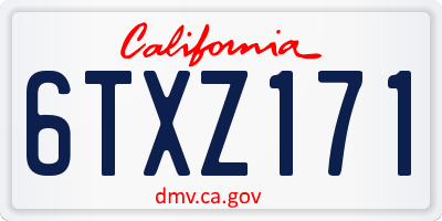 CA license plate 6TXZ171