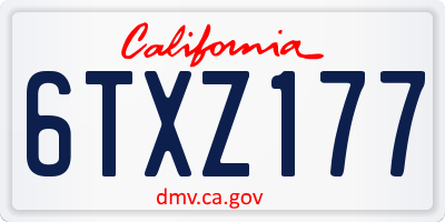 CA license plate 6TXZ177