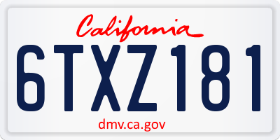 CA license plate 6TXZ181