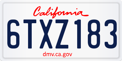 CA license plate 6TXZ183