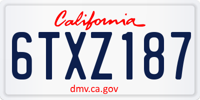 CA license plate 6TXZ187