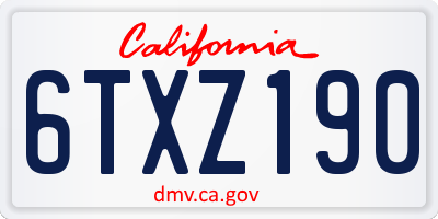 CA license plate 6TXZ190