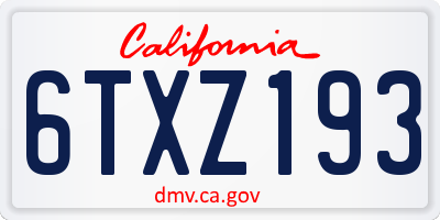 CA license plate 6TXZ193