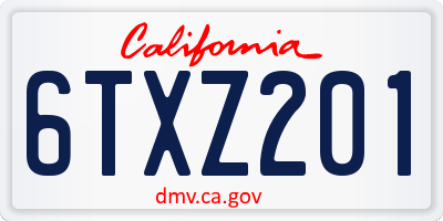 CA license plate 6TXZ201