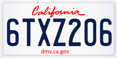 CA license plate 6TXZ206