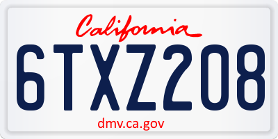 CA license plate 6TXZ208