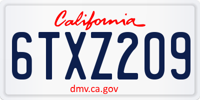 CA license plate 6TXZ209
