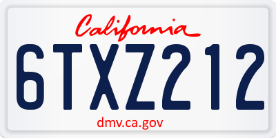 CA license plate 6TXZ212