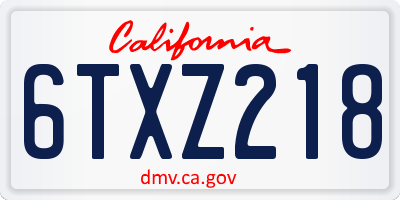 CA license plate 6TXZ218