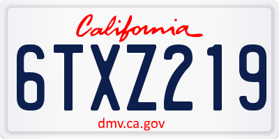 CA license plate 6TXZ219