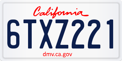 CA license plate 6TXZ221