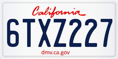 CA license plate 6TXZ227