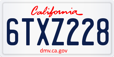CA license plate 6TXZ228