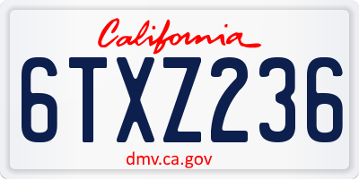 CA license plate 6TXZ236