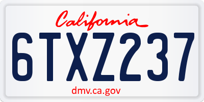 CA license plate 6TXZ237