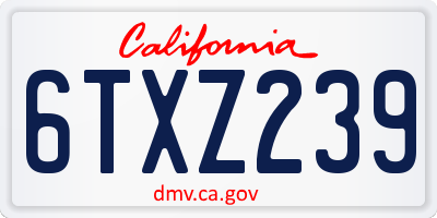 CA license plate 6TXZ239