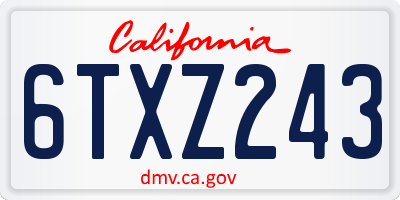 CA license plate 6TXZ243