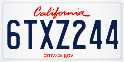 CA license plate 6TXZ244