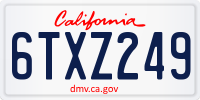 CA license plate 6TXZ249