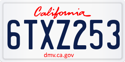 CA license plate 6TXZ253