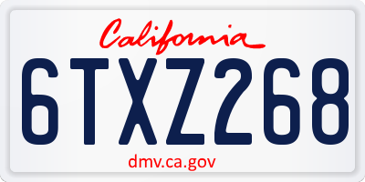 CA license plate 6TXZ268