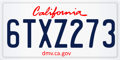 CA license plate 6TXZ273