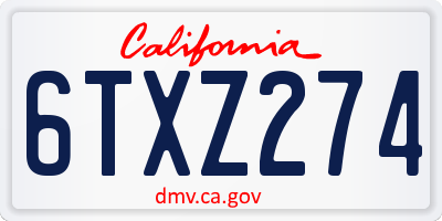 CA license plate 6TXZ274