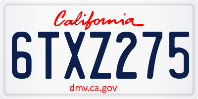 CA license plate 6TXZ275