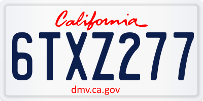 CA license plate 6TXZ277