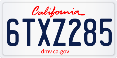 CA license plate 6TXZ285
