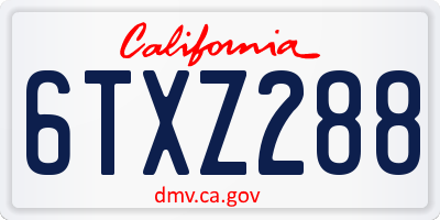 CA license plate 6TXZ288