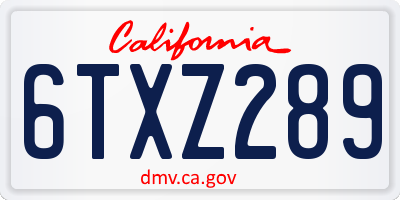 CA license plate 6TXZ289