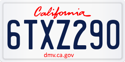 CA license plate 6TXZ290