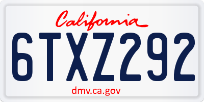 CA license plate 6TXZ292