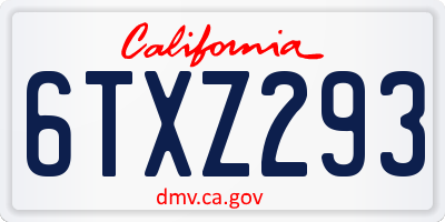 CA license plate 6TXZ293