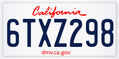 CA license plate 6TXZ298