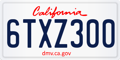 CA license plate 6TXZ300