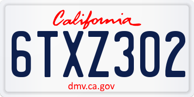 CA license plate 6TXZ302