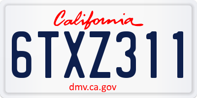 CA license plate 6TXZ311