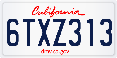 CA license plate 6TXZ313
