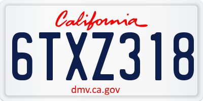 CA license plate 6TXZ318