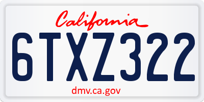 CA license plate 6TXZ322