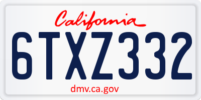 CA license plate 6TXZ332