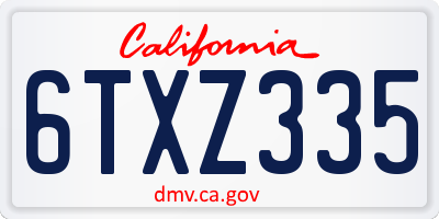 CA license plate 6TXZ335