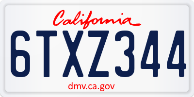 CA license plate 6TXZ344