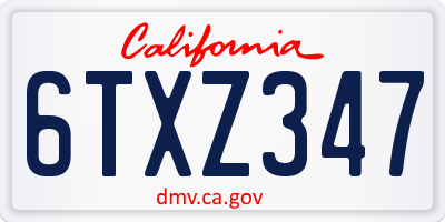 CA license plate 6TXZ347